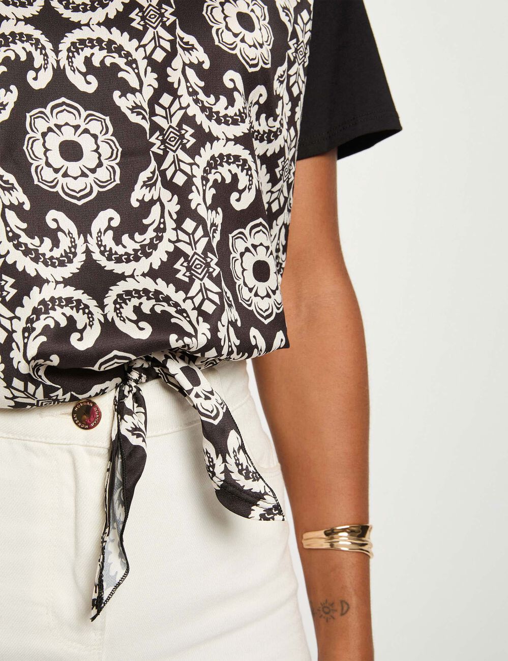 Cropped T-shirt met print helder wit vrouw