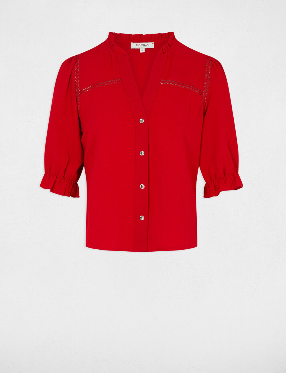 Blouse met 3/4 mouwen rood vrouw
