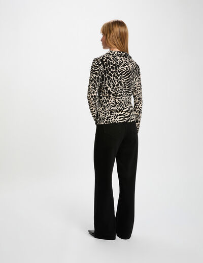Chemise ajustée col à revers multicolore femme