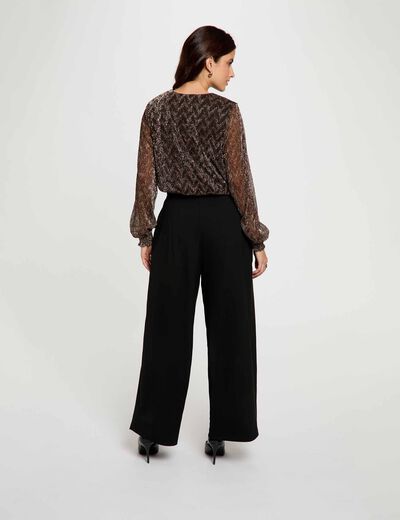 V-hals T-shirt met lange mouwen kleur bronze vrouw