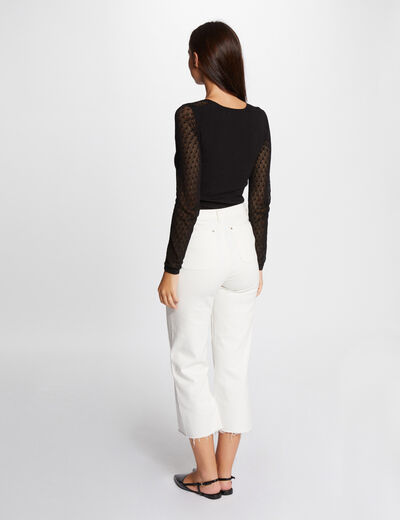 Pull manches ajour&eacute;es noir femme