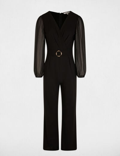Overslag jumpsuit zwart vrouw