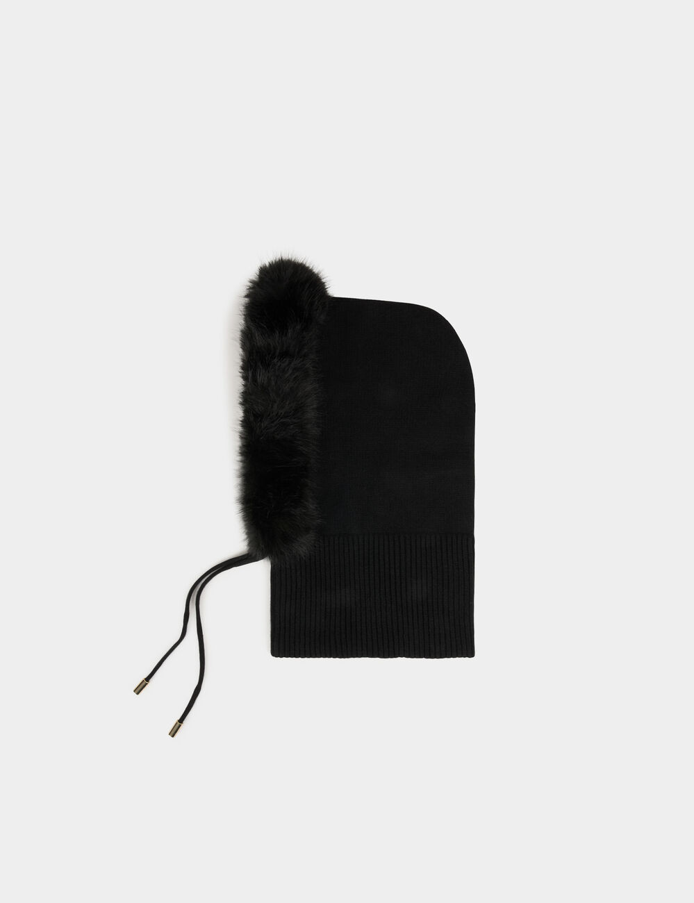 Cagoule bord fausse fourrure noir femme