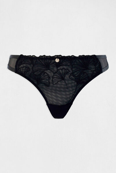 Tanga en dentelle noir femme