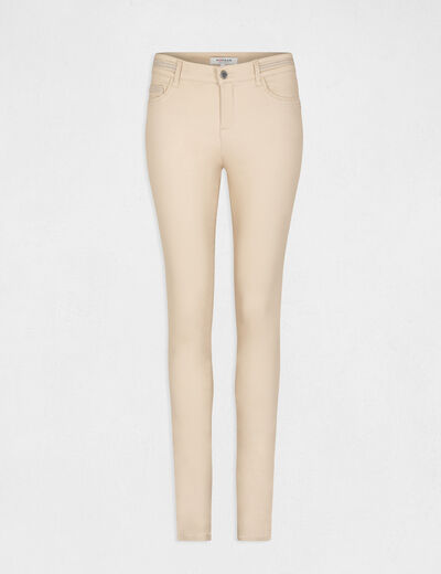 Pantalon slim enduit sable femme