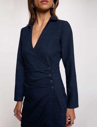 Korte wikkeljurk marineblauw vrouw