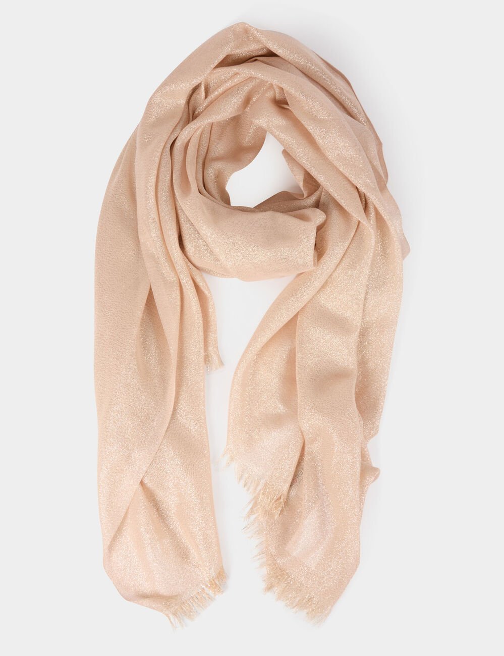 Foulard fils métallisés beige femme