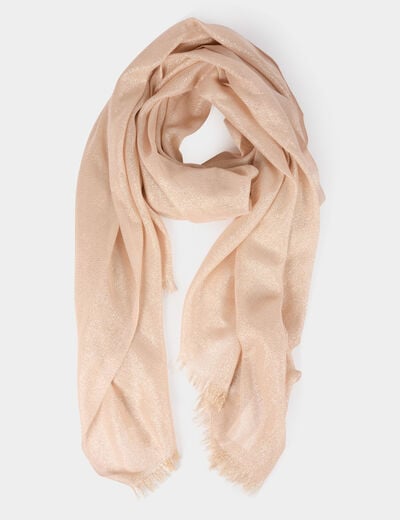 Foulard fils métallisés beige femme