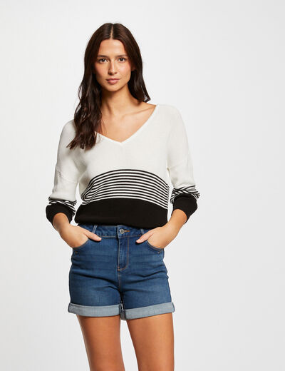 Rechte denim short stone washed denim vrouw