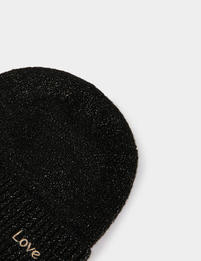 Bonnet fils métallisés noir femme