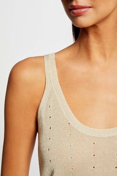 Débardeur pull avec bretelles beige femme