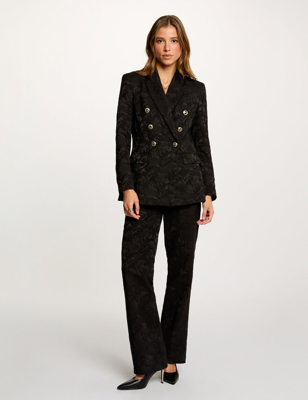 slim fit broek met hoge taille zwart vrouw Slim-fit broek met hoge taille zwart vrouw