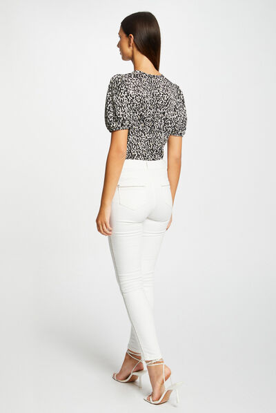 T-shirt met knopen en dierenprint meerkleurig vrouw
