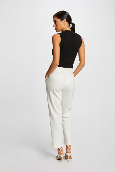 Mouwloze tanktop met polokraag zwart vrouw