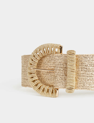 Ceinture élastiquée métallisée sable femme