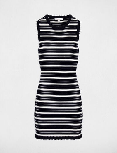 Robe tricot sans manches bleu marine femme