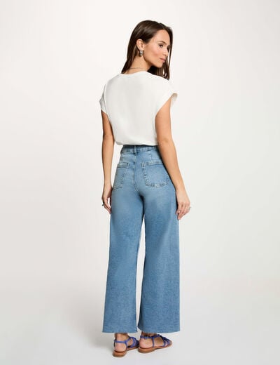 Jean large taille haute denim double stone femme