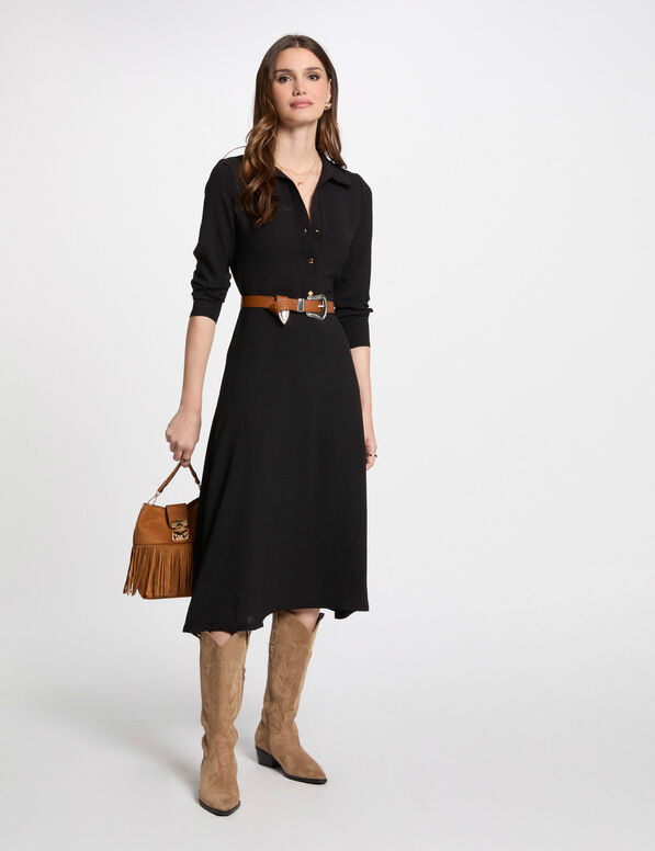 robe midi droite fluide noir femme Robe midi droite fluide noir femme