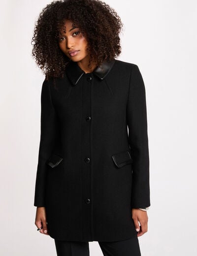 Manteau droit mi-long noir femme