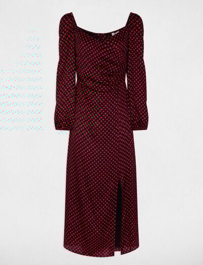 Robe satin&eacute;e manches bouffantes multicolore femme