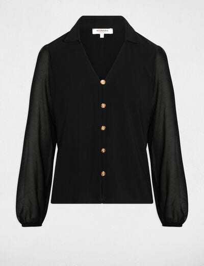 Geknopte voile T-shirt zwart vrouw