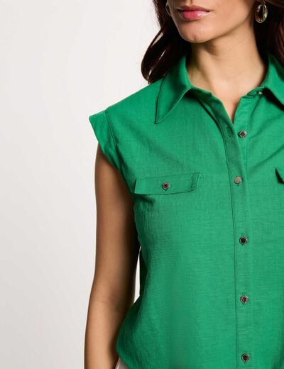 Mouwloze blouse weide groen vrouw