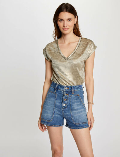 T-shirt manches courtes jaune or femme