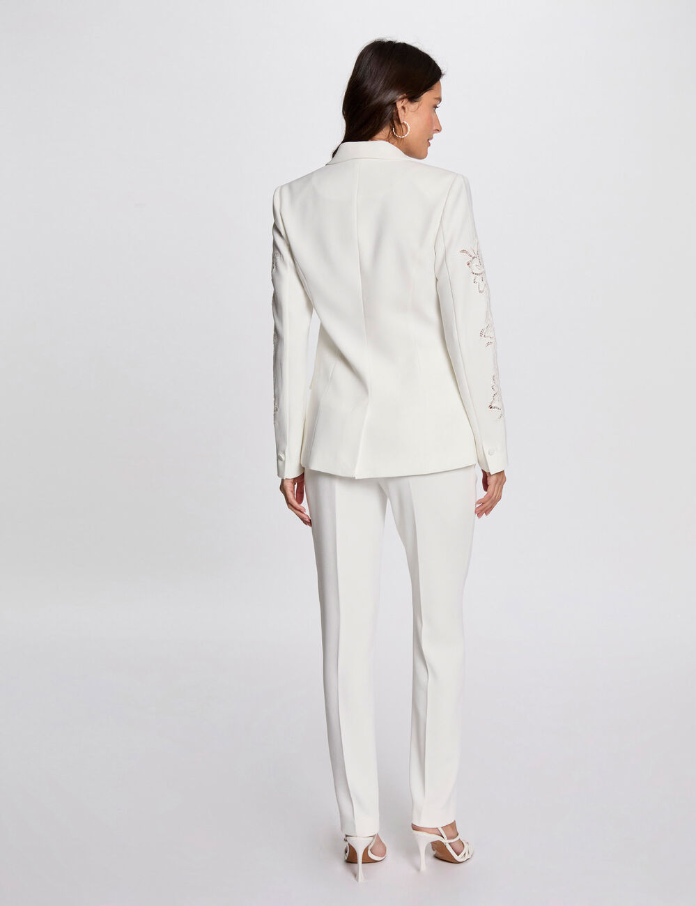 Blazer met kanten mouwen helder wit vrouw