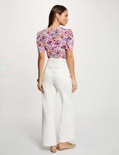 Getailleerd V-hals T-shirt meerkleurig vrouw