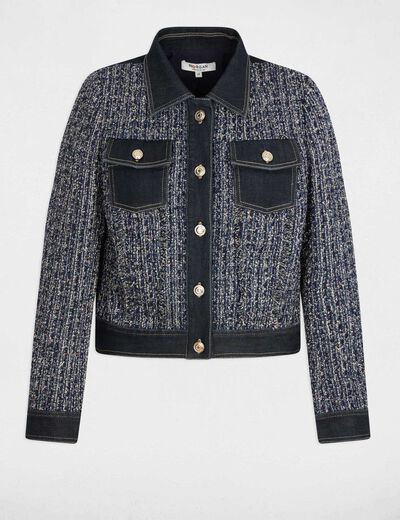 Veste courte tweed multicolore femme
