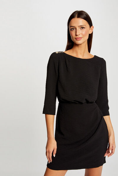 Robe cintrée dos ouvert noir femme