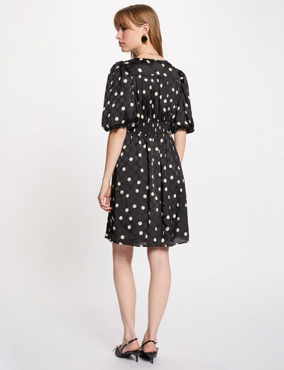 Robe courte manches bouffantes noir femme