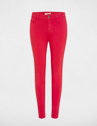 Pantalon skinny 7/8ème 5 poches rouge moyen femme