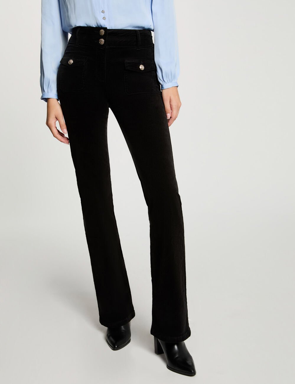 Broek van corduroy zwart vrouw