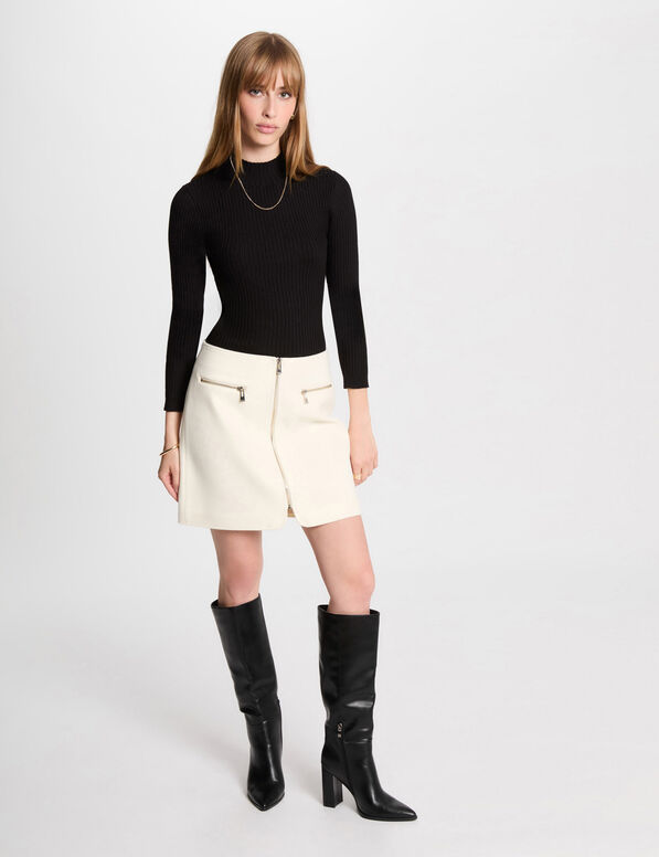 jupe droite zippee blanc femme Jupe droite zippée blanc femme