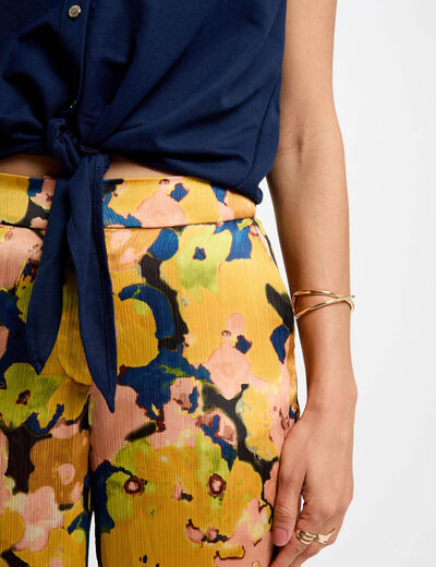 Wijde broek met bloemenprint meerkleurig vrouw