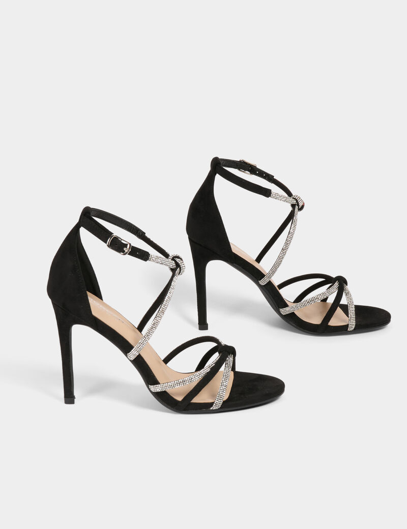 sandales a talons avec brides strass noir femme Sandales à talons avec brides strass noir femme