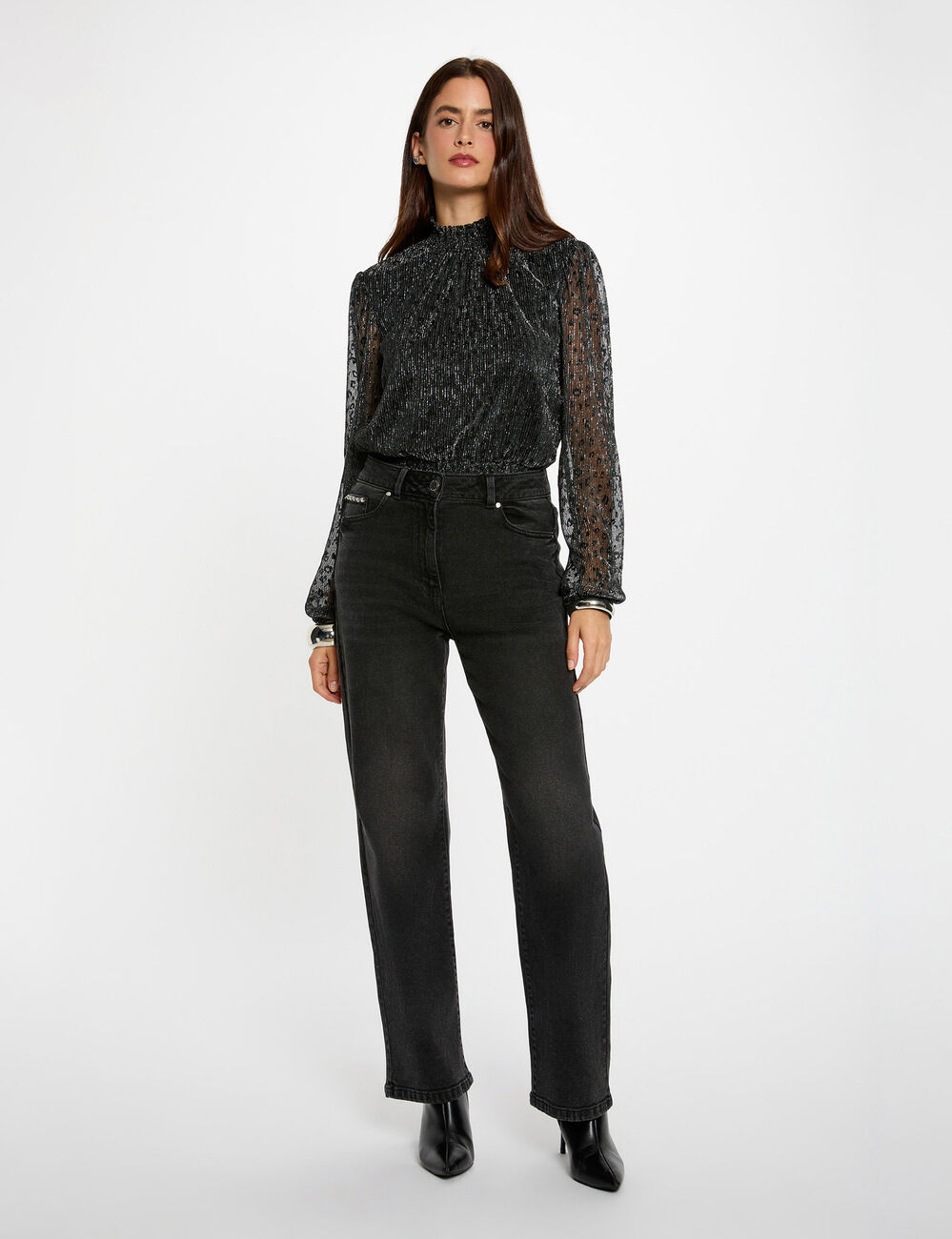 t shirt met opstaande kraag zwart vrouw T-shirt met opstaande kraag zwart vrouw