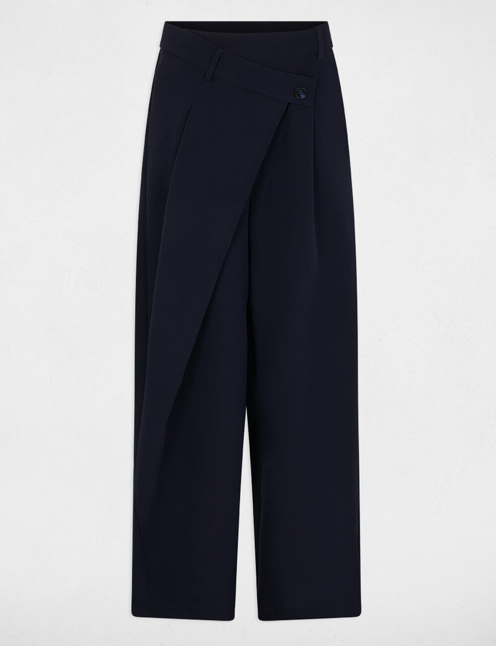 Hoge taille brede broek marineblauw vrouw