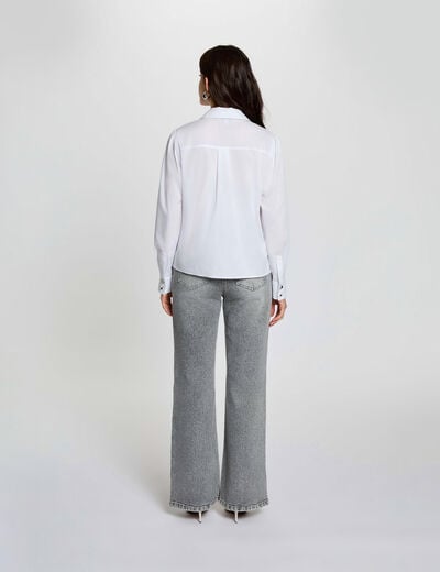 Jean large taille haute denim snow gris femme