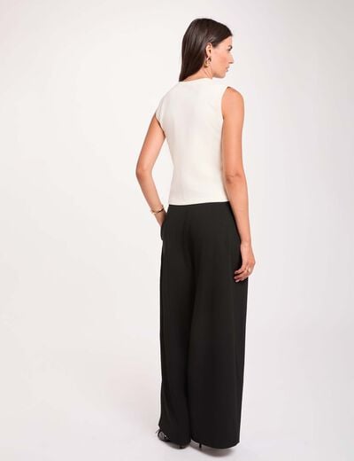Hoge taille brede broek zwart vrouw