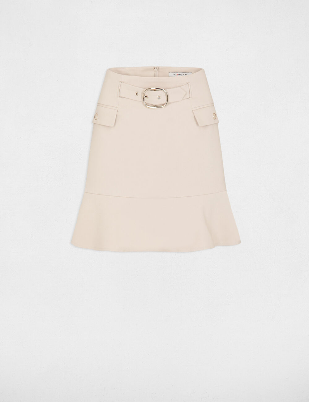 Jupe courte avec boucle beige femme