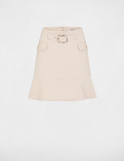Jupe courte avec boucle beige femme