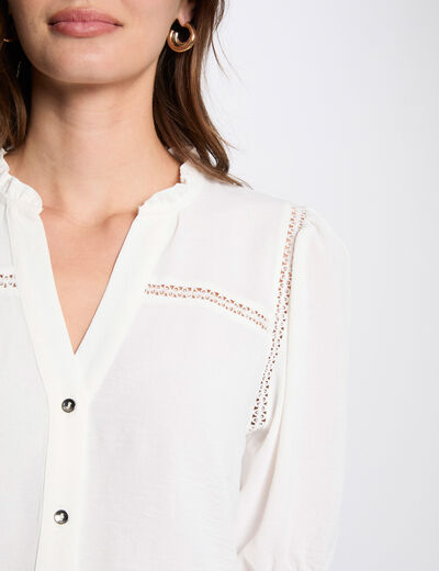 Blouse met 3/4 mouwen ivoor vrouw