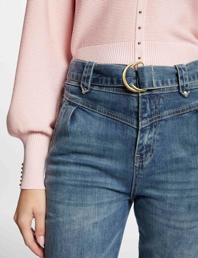Jeans regular ceinturé 7/8ème jean stone femme
