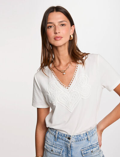 T-shirt manches courtes blanc femme