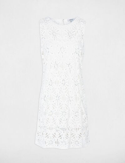 Robe tricot cintr&eacute;e blanc femme