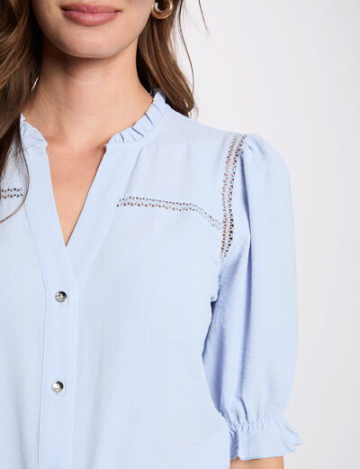 Blouse manches 3/4 bleu ciel femme