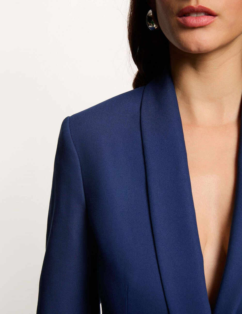 Veste courte col ch&acirc;le bleu marine femme