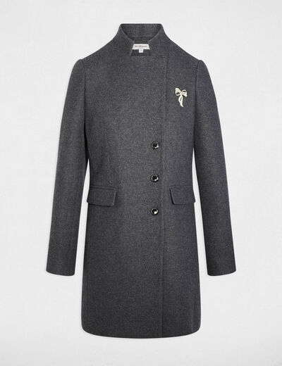 manteau cintre bouclette gris fonce femme Manteau cintré bouclette gris foncé femme